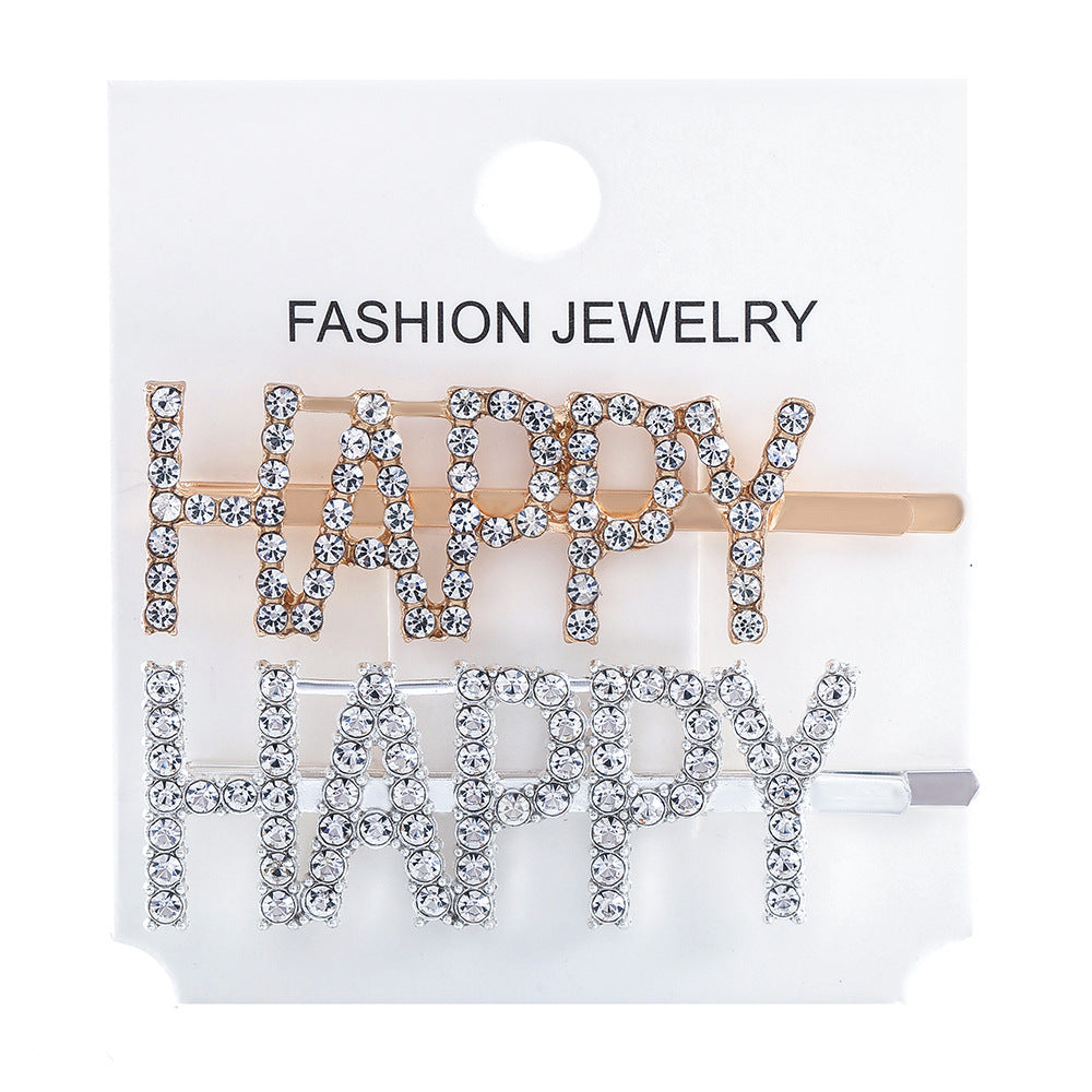Wholesale Women's Diamond Letter All-match Bangs Hairpin Clip